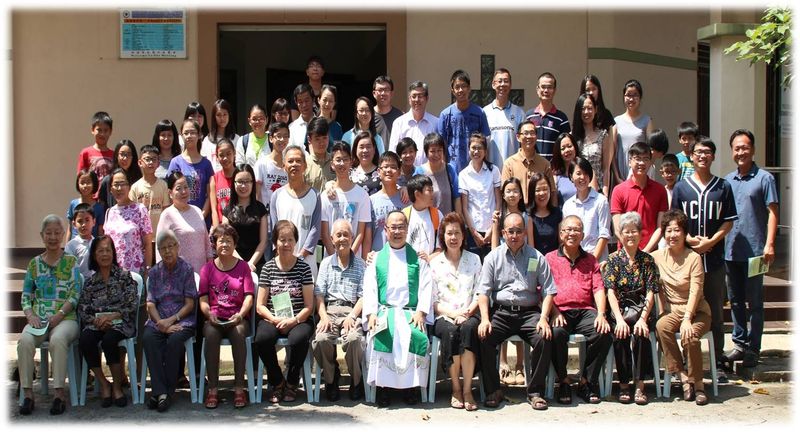The congregation outside the church.