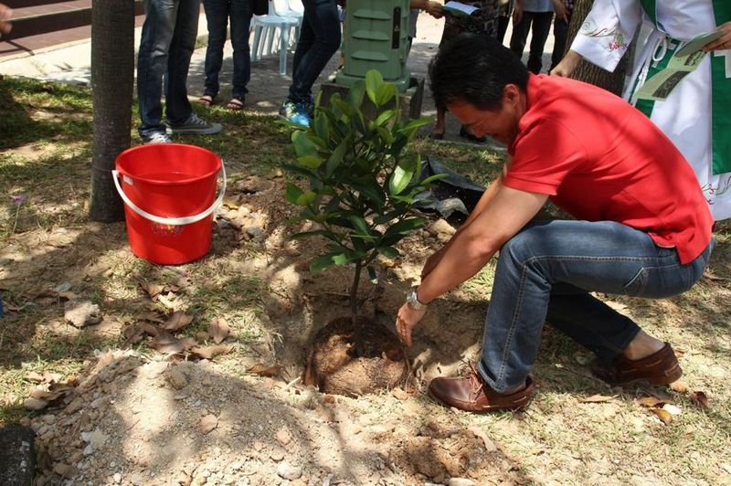 A church tree-planting day.